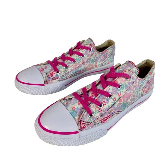 Airwalk Floral Canvas Shoes Girls Size 2 White Pink Sneakers - Picture 3 of 10